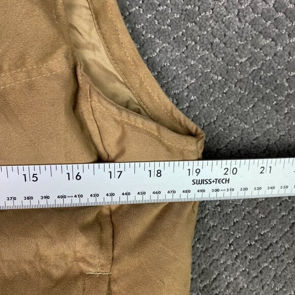 LL Bean Goose Down Puffer Vest Women's Medium Petite Tan Sherpa Collar Full Zip - Picture 8 of 10